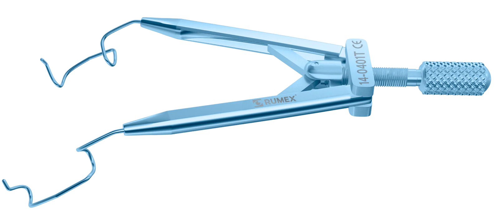 14-0401T Lieberman Temporal Speculum, 14.00 mm V-Shaped Blades, Flat Branches, Adult Size, Length 76 mm, Titanium