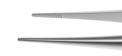 4-070S Dressing Forceps with Delicate Serrations, 6.00 mm Serrated Tips, Straight, Round Handle, Length 108 mm, Stainless Steel - Image 2