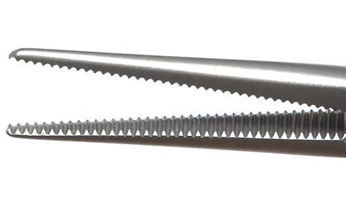 4-120S Hartman Hemostatic Mosquito Forceps, Straight, Serrated jaws, Length 90 mm, Ring Handle, Stainless Steel - Image 2