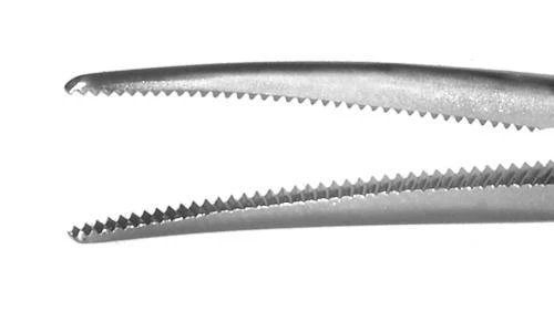 4-121S Hartman Hemostatic Mosquito Forceps, Curved, Serrated Jaws, Length 90 mm, Ring Handle, Stainless Steel - Image 2
