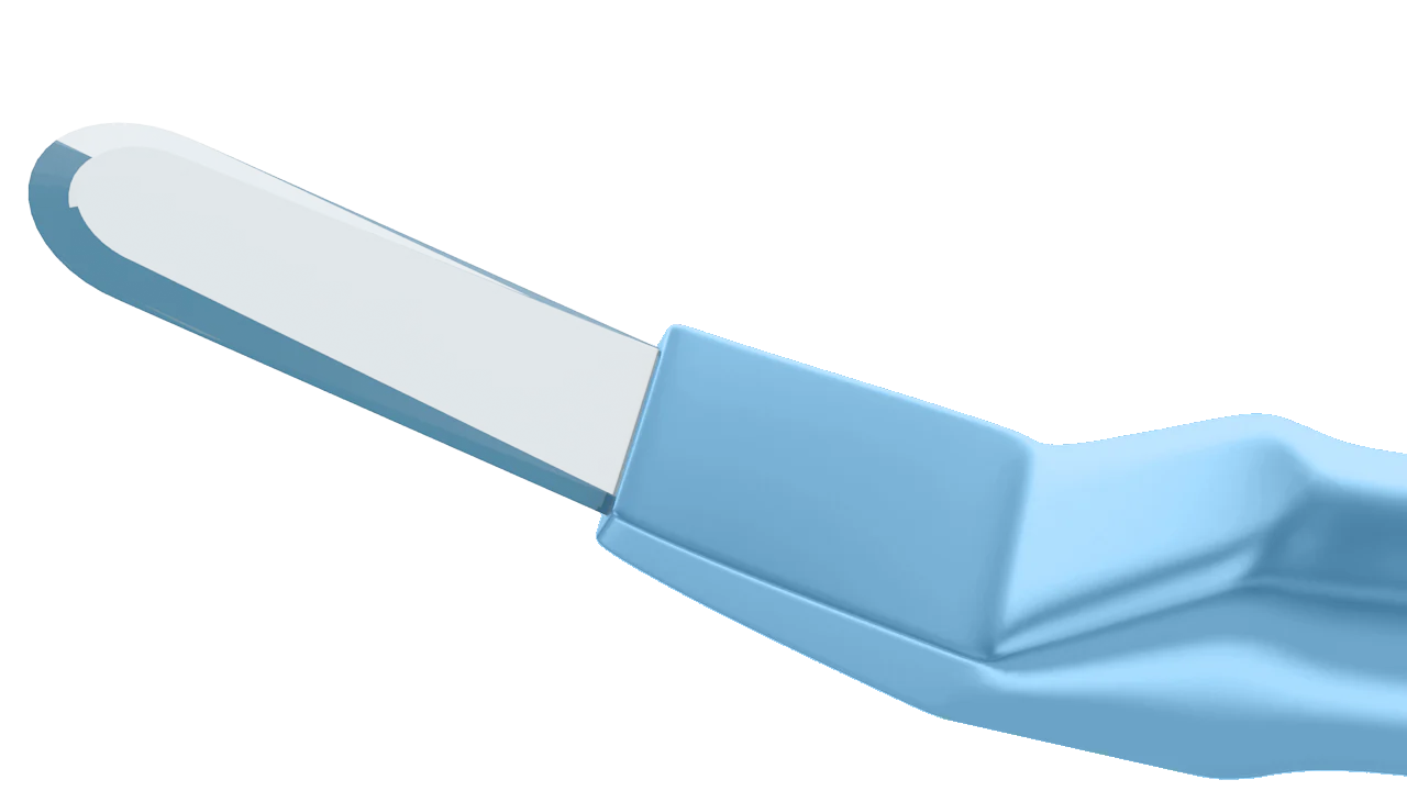 6-20/6-092 Diamond Knife for Glaucoma, Crescent Blade, 2.00 mm, Length 117 mm, Angled Titanium Handle - Image 2