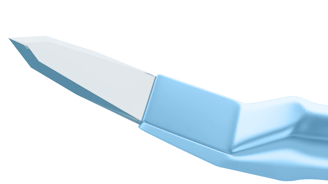 6-20/6-107 Phaco Diamond Knife, Trapezoid Self-Diving Blade, 2.00/2.30 mm, Angled, Length 117 mm, Titanium Handle - Image 2